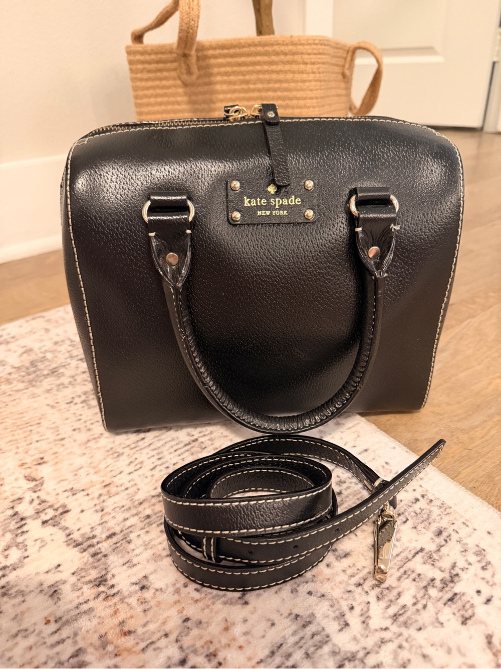 kate spade Black Leather Mini Satchel with Removable Strap